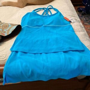 Two piece Lands End bathing suit beautiful turquoise blue